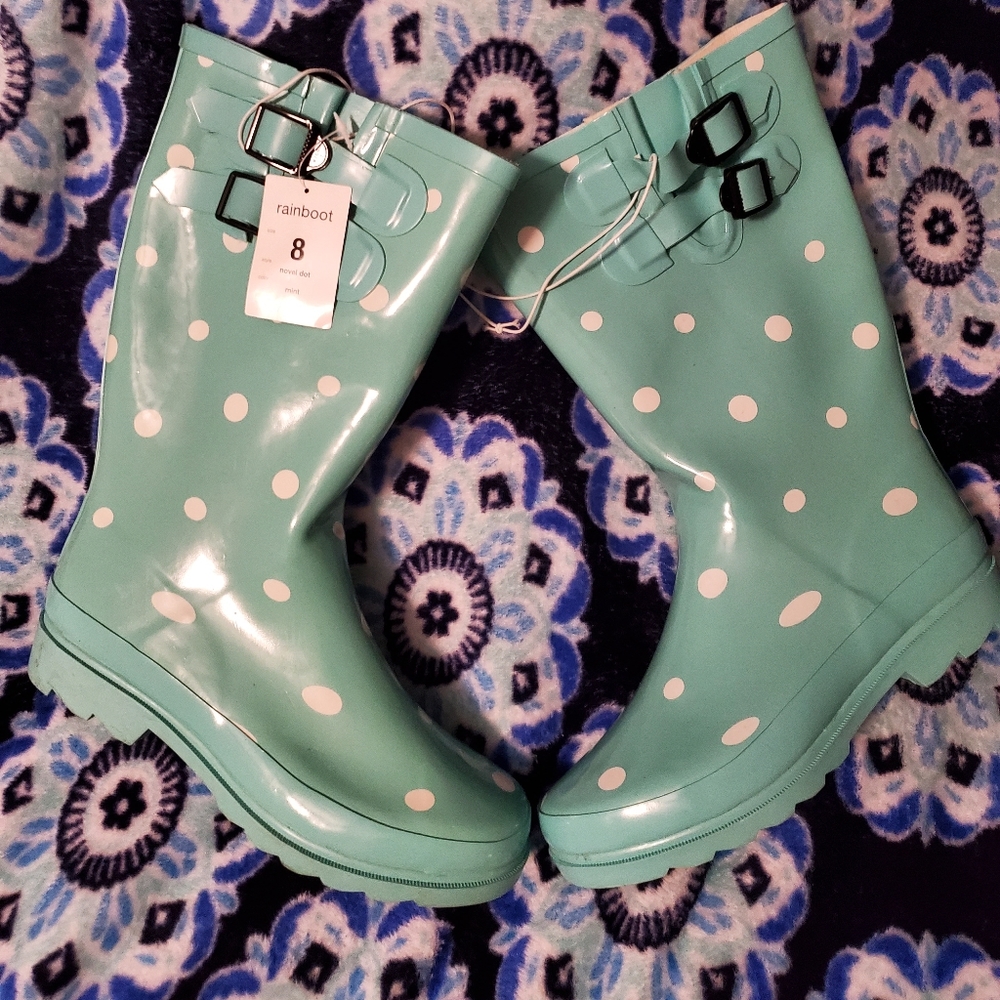 Rain boots-Novel Dot Mint NWT